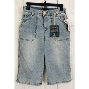 DEMOCRACY WOMEN'S CAPRI JEANS SIZE 6 LIGTH BLUE HIGH RISE STRECH "Ab" Solution